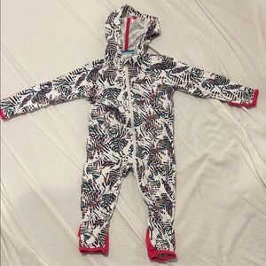 Coolibar Baby LumaLeo 360 Coverage Bodysuit Magnolia Pink Beach Leaves 3-6m UPF
